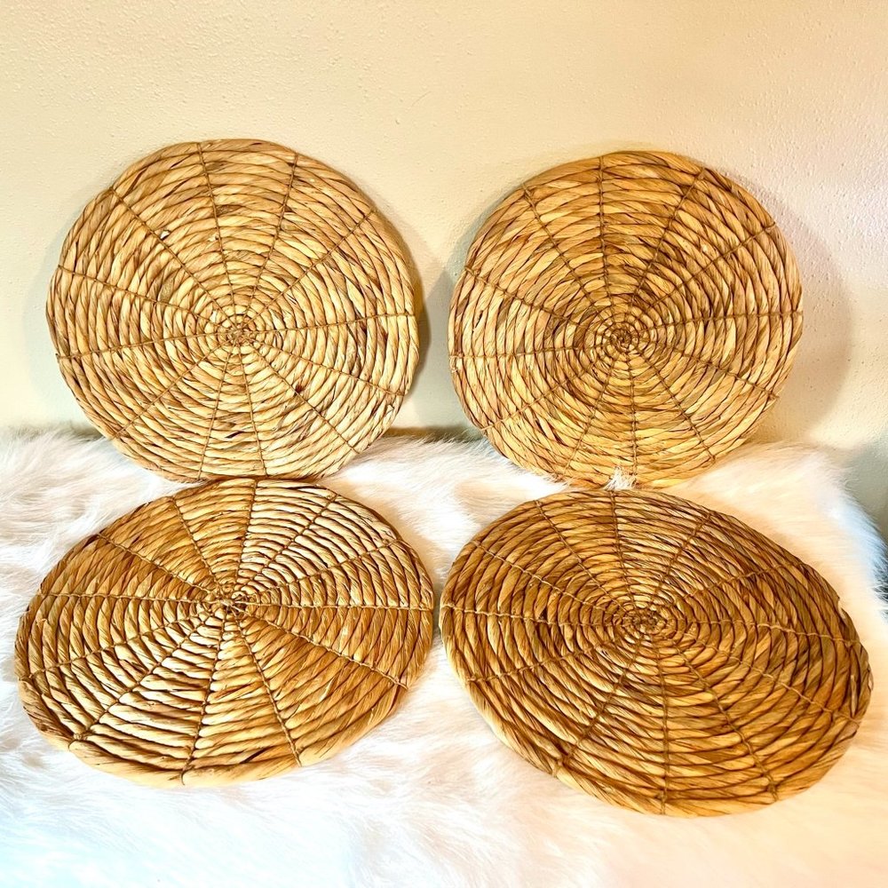 Wicker Rattan Placemat Chargers Water Hyacinth Bohemian Wedding Place Settings